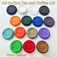 Couvercle jetable 90 mm en PP épaissi pour gobelet de thé au lait à emporter, couvercle monobloc coloré pour thé et café