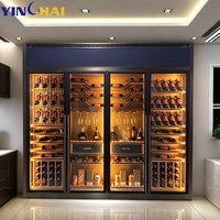 Armoire à vin à température constante en acier inoxydable sur mesure, vitrine de luxe avec éclairage LED pour collection de vins à domicile ou en villa