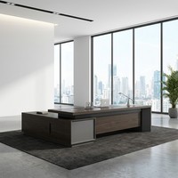 Bureau de direction de luxe en MDF E1, bureau moderne pour PDG, table de patron, finition importée, bureau de direction en forme de L, mobilier de bureau