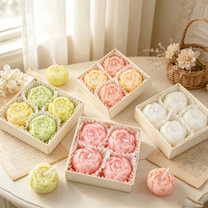 Tmy Toptan 4'lü Setler Soya Balmumu Mumları Çevre Dostu Gül Şeklinde Aromaterapi Sevgililer Günü Noel Hediyelik Eşya - Product Image 1