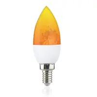 Bombilla LED para candelabro, Base con tecnología de llama parpadeante animada, color naranja, Blanco cálido, G100POWER, 2 vatios, E12 E14