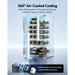 EUHOMY 25 Bottle Wine Cooler Refrigerator Freestanding Compressor Digital Control Black Insulated <b>Glass</b> Door - Product Image 4