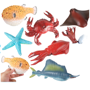 Modèles d'animaux marins de simulation cognitive yxs, dauphin à épines en caoutchouc souple pour enfants, raie manta, étoile de mer, crabe, nautilus - Product Image 1