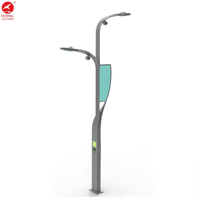 Integrated LED Street Lighting Pole with CCTV Camera Aluminum 2700-6500K Color Temp Customizable Size Outdoor Smart Light Pole