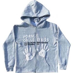 Custom 3D Puff Printed Sweatshirts <b>Hoodies</b> for <b>Men</b> 100% Cotton Full Zip up with Hooded Collar Autumn Letter Pattern - Product Image 1