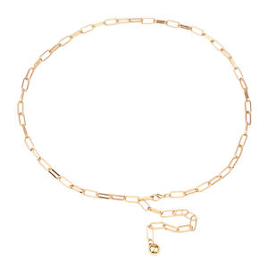 Chaîne de taille pendentif sphère dorée, en métal ajouré, simple couche, pour usage quotidien, chaîne de corps tendance - Product Image 5