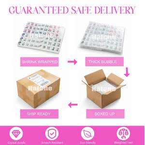 Juego de Fichas de Mahjong Americanas de Lujo Color Rosa, 160 Fichas Estándar de Cuatro Capas, Acrílicas Grabadas, para Noches de Juego con Estilo - Product Image 6