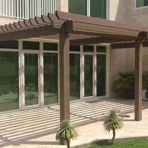 PTFE Pavilion Kayu Komposit Tahan Uv Pergola untuk Taman Anti Air Dekorasi Gazebo untuk Eksterior Desain Kios Shelter