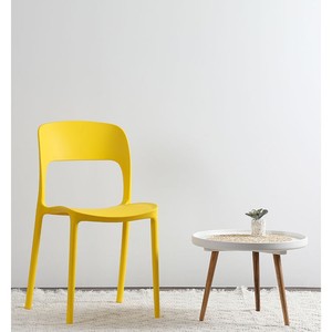 Plastic <b>Chair</b> 8077 All Plastic <b>Stackable</b> <b>Dining</b> <b>Chair</b> Nordic Style Home Office Use Yellow Color Adult Size - Product Image 1