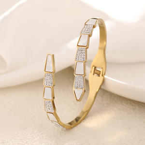 Brazalete de Moda con Baño de Oro de 18k, Diseño de Concha, Acero Inoxidable, Circonita Cúbica, Brazalete de Serpiente para Mujeres y Niñas, Regalos - Product Image 4