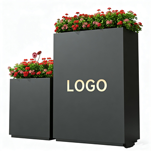 Grand <span class=keywords><strong>bac</strong></span> à plantes en métal d'extérieur, en fer et acier inoxydable, rectangulaire, pour aménagement paysager, décoration de jardin - Product Image 2