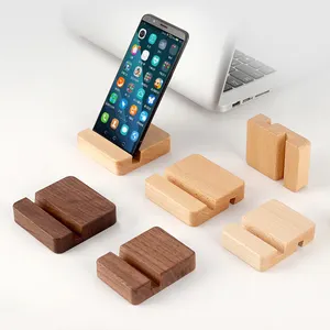 Wooden Phone Stand Desktop Phone Holder Double Groove Design creative desktop beech wood black walnut wood mobile phone holder