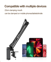 Support de téléphone portable universel en métal Boneruy L20, support pince flexible à bras long pour tablette, idéal pour bureau et lit