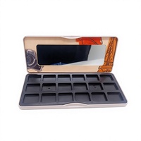Boîte vide en fer blanc pour palette de fards à paupières avec miroir, 18 compartiments, logo personnalisé, étui en fer blanc pour maquillage, emballage cosmétique OEM