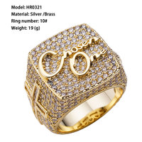 Bijoux Hip Hop classiques Iced Out VVS Moissanite 14K plaqué or 925 bague en argent Sterling lettre croix pour hommes
