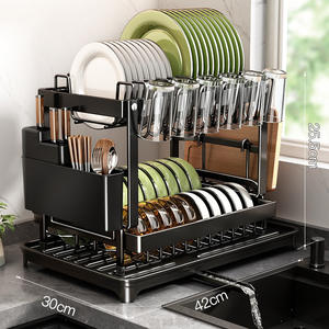 رف تخزين معدني للمطبخ من طبقة واحدة عابر للحدود سهل التركيب حوض قابل للطي سلة أطباق ورف أطباق - Product Image 6