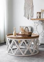 Meubles de maison, table d'appoint pour salon, balcon, tables basses rondes en bois ajourées