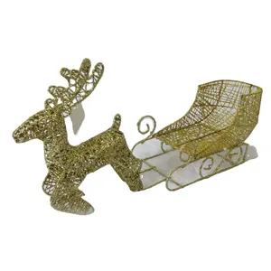 圣诞电线热卖户外室内圣诞装饰圣诞鹿与雪橇Xmas黄金SY17TY-005手工BSCI，BV