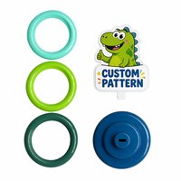 Jeu de lancer d'anneaux promotionnel en plastique PP pour enfants, 3 anneaux, base de support amovible, motif couleur Pantone personnalisé, écologique