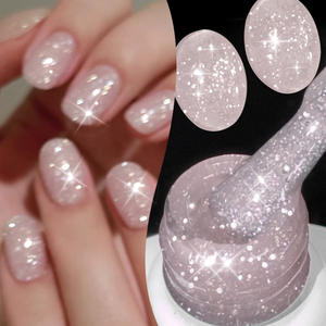 BORN PRETTY Esmalte de Uñas en Gel Rosa Claro Reflectante con Diamantes Disco, Color Gelatina Translúcido Brillante, Gel de Uñas con Destellos, Libre de HEMA y TPO - Product Image 2