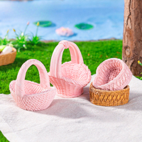 Panier en rotin miniature créatif de simulation pour micro-paysage, modèle miniature, petit ornement, vente en gros