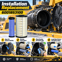 Set Elemen Filter Udara Mesin KOMATSU 600-185-3100 untuk Excavator Loader, Suku Cadang Sistem Intake Alat Berat