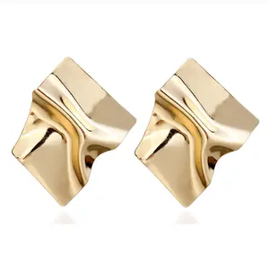 Exaggerated creative earrings personalised creative ladies' jewelry geometric irregular mirror large alloy stud earrings