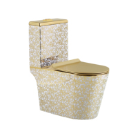 WC monobloc en céramique plaqué or de luxe, chasse d'eau silencieuse à effet tornade, décoratif, pour villas et hôtels