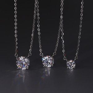 Collana Scintillante di Grado Diamante in Argento <span class=keywords><strong>925</strong></span> Placcato <span class=keywords><strong>Oro</strong></span> Bianco con Simulante di Carbonio ad Alta Purezza, Opzioni di Dimensione da 3 <span class=keywords><strong>Carati</strong></span>, Gioiello di Lusso - Product Image 3