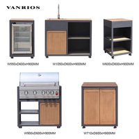 Cuisine extérieure modulaire moderne en aluminium pour barbecue et pizza, avec grill et réfrigérateur, pour l'extérieur