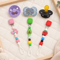 Chaîne de sucette en silicone à motif de dessin animé avec attache et ensemble de sucettes pour bébé, support de sucette pour nouveau-né, personnalisable OEM