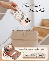 Dompet Kulit PU Anti RFID Desain Bunga Tipis Magnetik Penahan Kartu Kredit untuk Iphone 17
