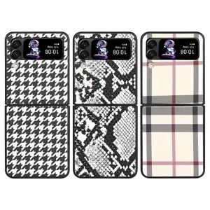 WOWCASE Stylish luxury plaid for Samsung zflip3 mobile phone case folding screen for Samsung ZFlip 4 protective case