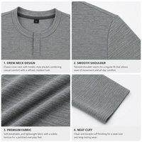 OEM ODM Vente en gros de t-shirts à manches longues pour hommes, tissu texturé rayé, hauts décontractés basiques, logo personnalisé, chemises pour hommes