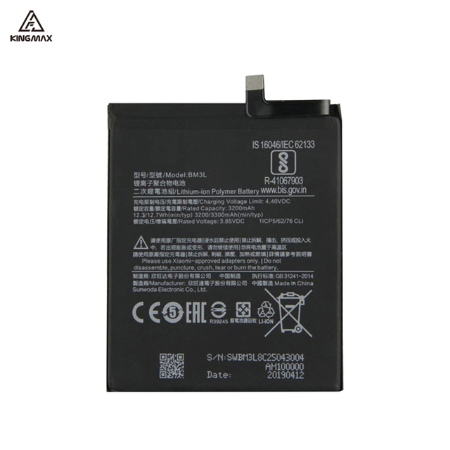 OEM Customized Polymer Lithium Ion Battery for Xiaomi Mi 9 & Redmi BM3L 3300mAh Mobile Phone Replacement Accessories