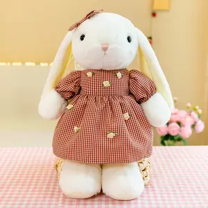 Tragbares Rock lange Ohren Plushies Hase Kaninchen gefüllte Tierspielzeuge für Mädchen Geschenk