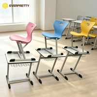 Proveedor de Muebles Escolares OEM ODM, Conjunto de Escritorio y Silla Individual para Estudiantes con Marco Metálico Moderno y Resistente para Aula