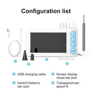 Nova Chegada Sem Fio Inteligente Visual Ear Cera Remoção HD Screen Camera Digital Otoscópio Elétrica Ear Cleaner com Monitor