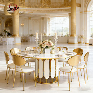 Mesa de Comedor Redonda Moderna de Acero Inoxidable Dorado para Bodas y Eventos, para 6 Personas - Product Image 4