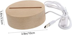 3D Illuminated LED Modern <b>Night</b> <b>Light</b> Solid Wood Lamp Base Oval Bamboo/Wood USB Powered Dimmable Warm White <b>Light</b> - Product Image 2