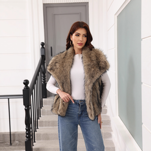 Gilet à grand <span class=keywords><strong>col</strong></span> disponible pour la nouvelle collection automne-hiver 2025, veste en fausse <span class=keywords><strong>fourrure</strong></span> pour femmes - Product Image 4