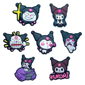 Милые шармы из ПВХ для обуви kuromi sanrio, дизайнерские резиновые шармы для обуви, зажимы для детской обуви, женская обувь, crock