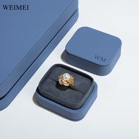 WEIMEI Personnalisable Couvercle et Base Bleus Coffret Cadeau de Luxe en Cuir pour Bijoux Collier Bague Boucles d'Oreilles