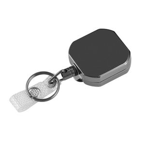 Heavy Duty Retractable Reel Square Metal <b>Id</b> Badge <b>Holder</b> With Belt Clip Camping Key Ring for Name Card Keychain - Product Image 6