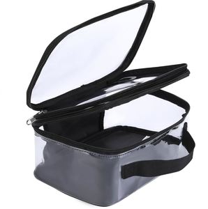 Large <b>Clear</b> Makeup Travel <b>Bags</b> for <b>Toiletries</b> Pouches Carry on Reusable,purse See-through Plastic Pvc Approved with Handle - Product Image 1