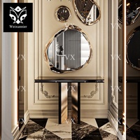 Console de table moderne de luxe en argent comptoir en marbre épais pour la maison hôtel salon décoratif meubles de maison de qualité pour l'entrée