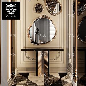 Console da tavolo in argento di lusso moderno <span class=keywords><strong>controsoffitto</strong></span> in marmo spesso per casa Hotel <span class=keywords><strong>soggiorno</strong></span> decorativo <span class=keywords><strong>ingresso</strong></span> di qualità mobili per la casa - Product Image 3