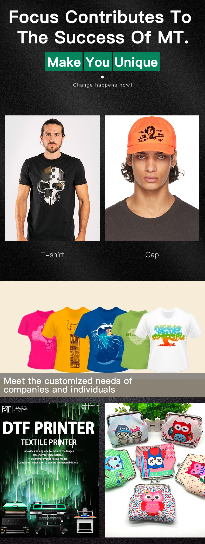 2022 Top Selling MTuTech Best DTF Printer Printing Machine (40cm ) 60cm  (2 head) 4 head Inkjet T shirt Printing Machine