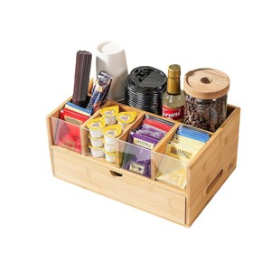 Coffee Capsule Storage <b>Box</b> Wooden Rectangle With Partitions For Desktop Coffee <b>Tea</b> Bag Organizer - Product Image 2