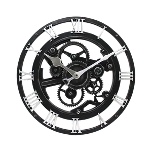 Relojes de engranaje industriales de estilo Punk Vintage de 14 ", reloj de pared decorativo de arte con números romanos